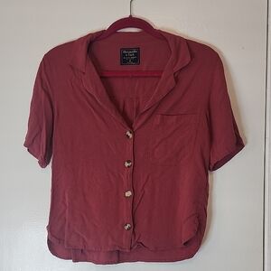 Abercrombie & Fitch Women's Red Button-Up Top
